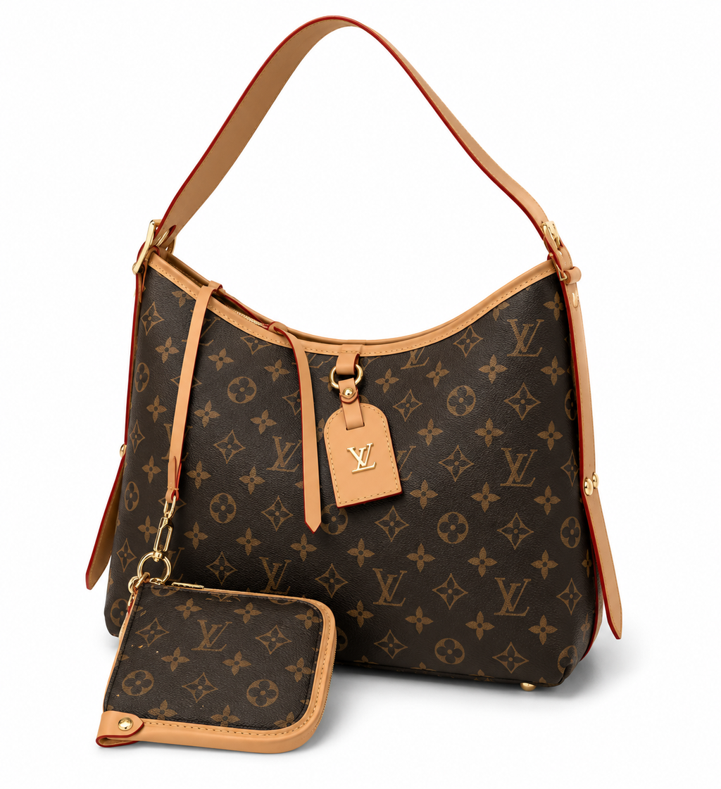 Vora Monogram Denim Shoulder Bag with Pouch