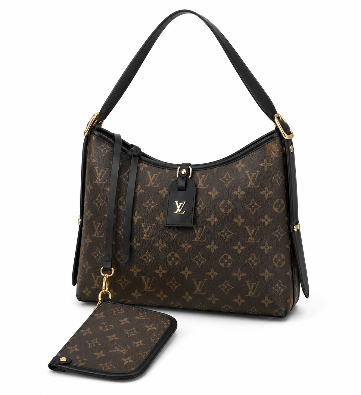 Vora Monogram Denim Shoulder Bag with Pouch