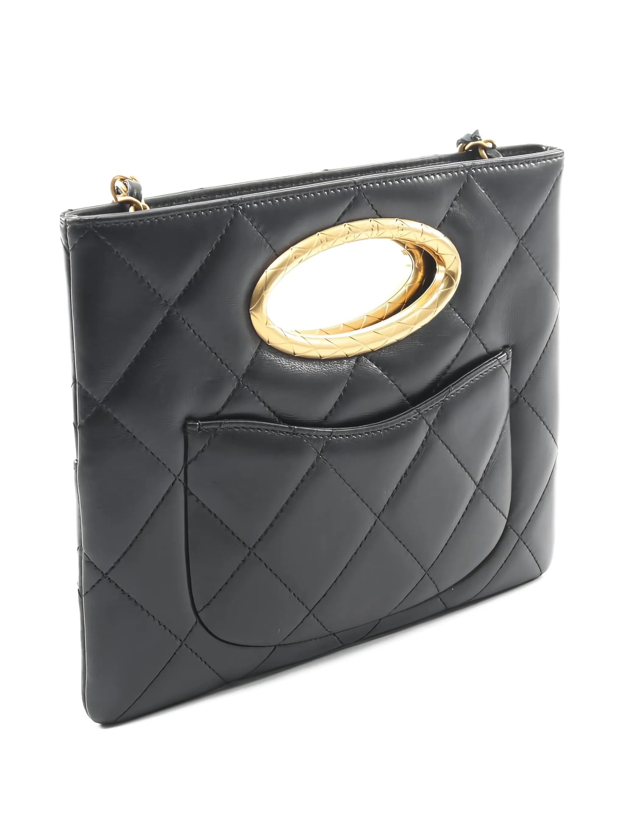 Chnl Quilted Chain Clutch Crossbody Bag