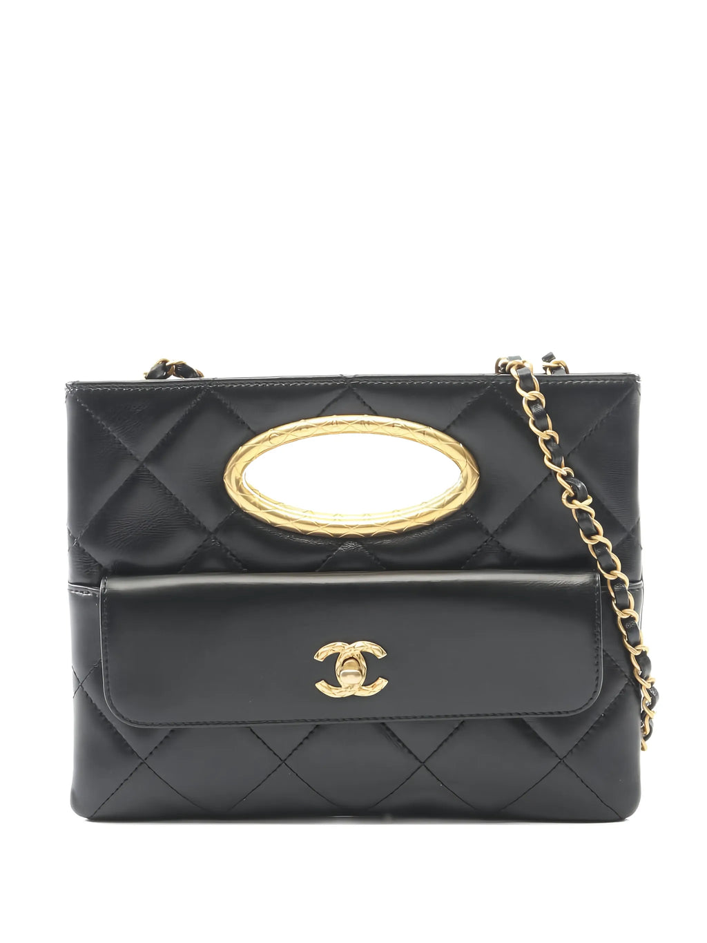 Chnl Quilted Chain Clutch Crossbody Bag