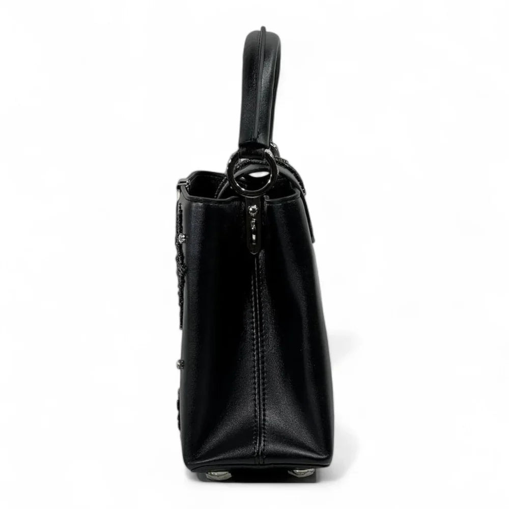 Lv Embellished Top Handle Crossbody Bag
