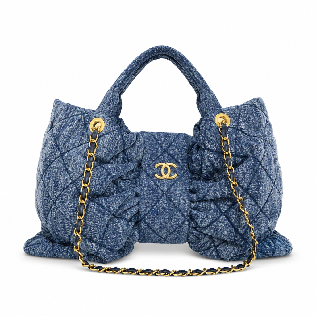 CHA Ruched Quilted Chain Handle Bag