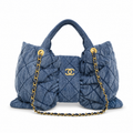 CHA Ruched Quilted Chain Handle Bag