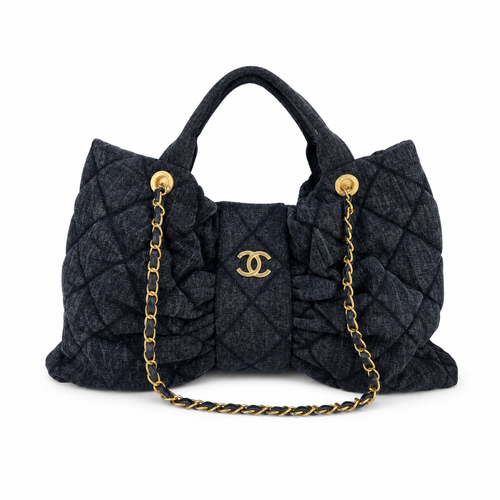 CHA Ruched Quilted Chain Handle Bag