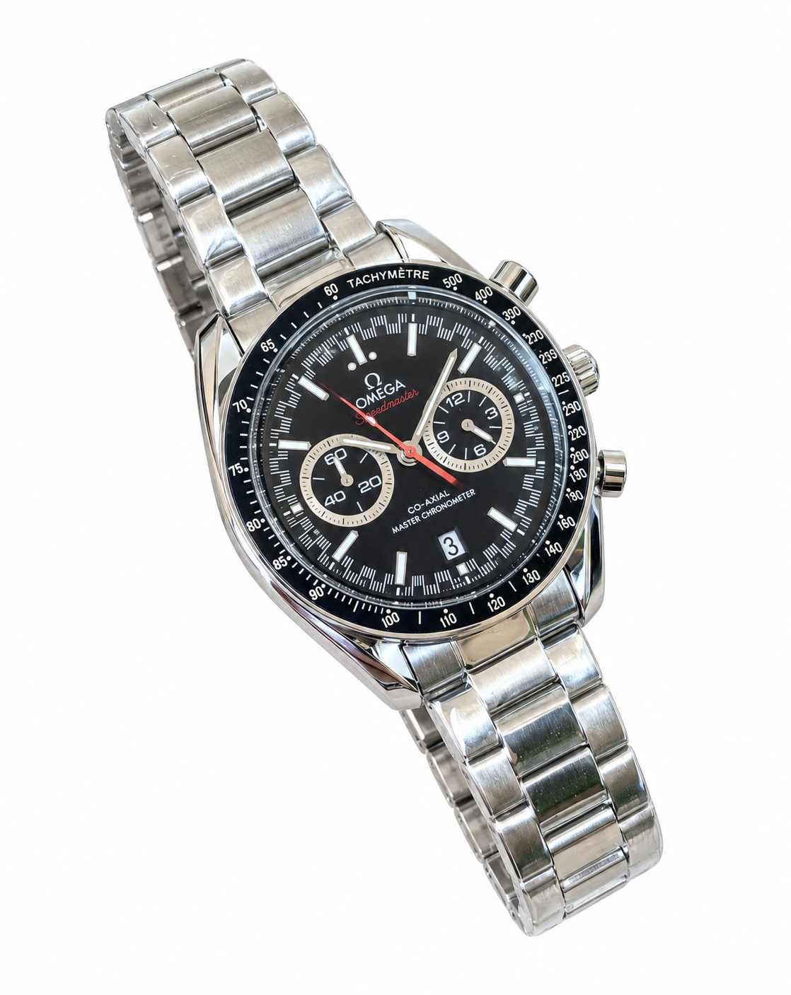 Speedmaster Black Chronograph Watch – Silver Edition