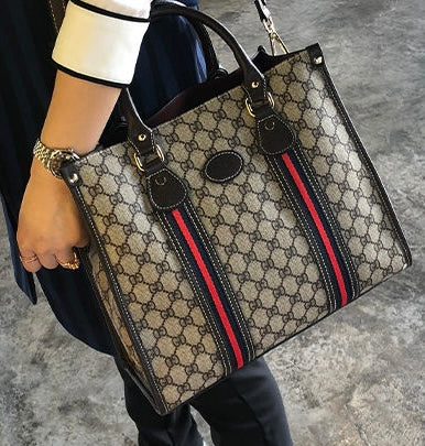 Gucci GG Supreme Web Stripe Tote Bag