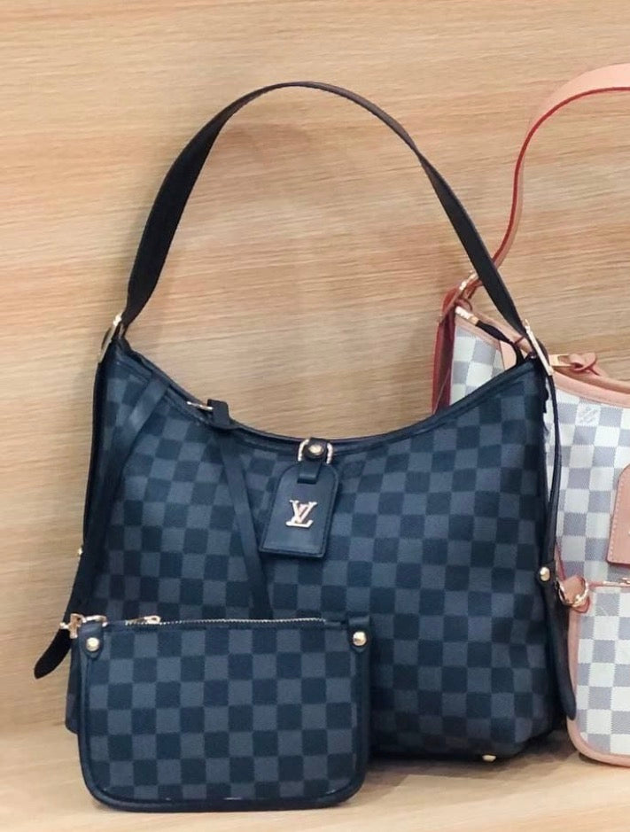 Vora Monogram Denim Shoulder Bag with Pouch