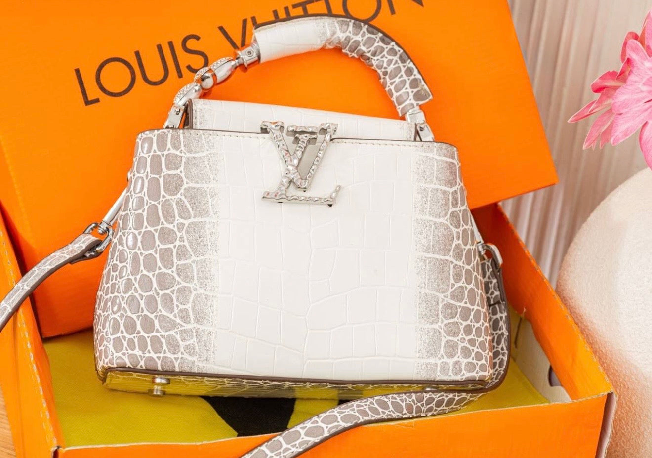HER Embossed Mini Top Handle Bag