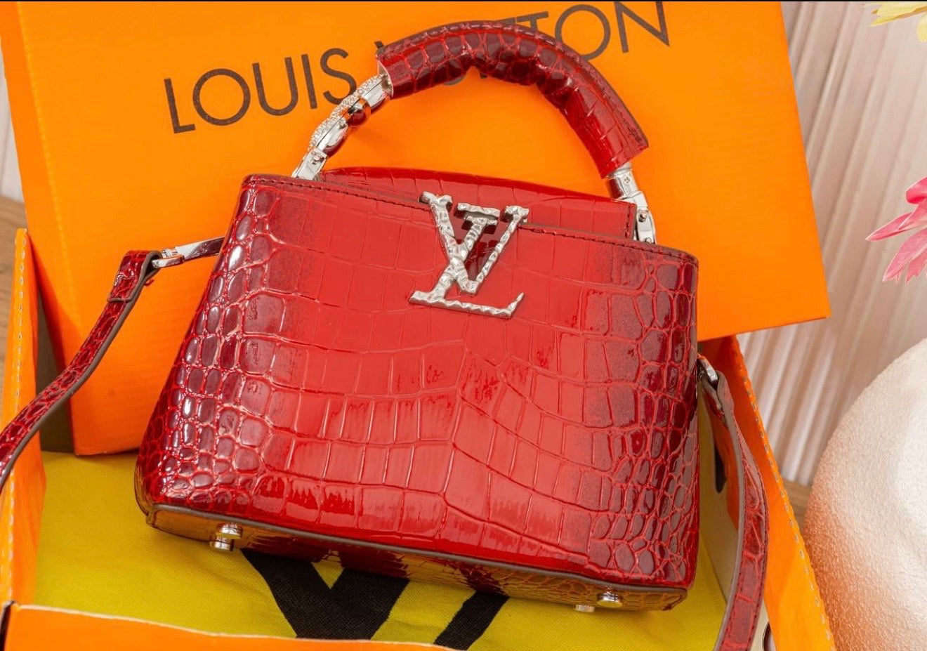 HER Embossed Mini Top Handle Bag