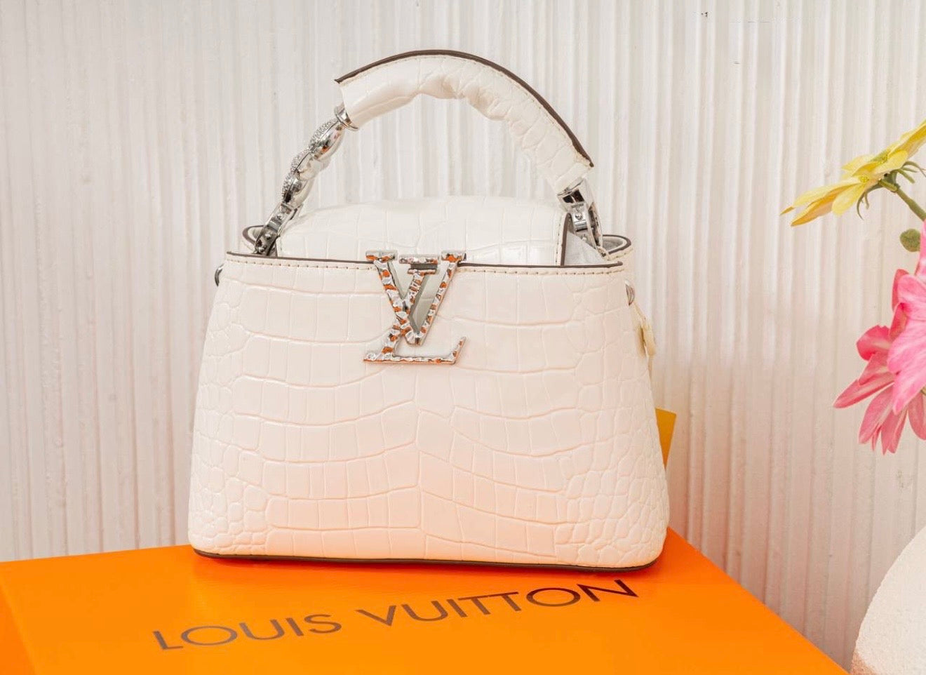 HER Embossed Mini Top Handle Bag