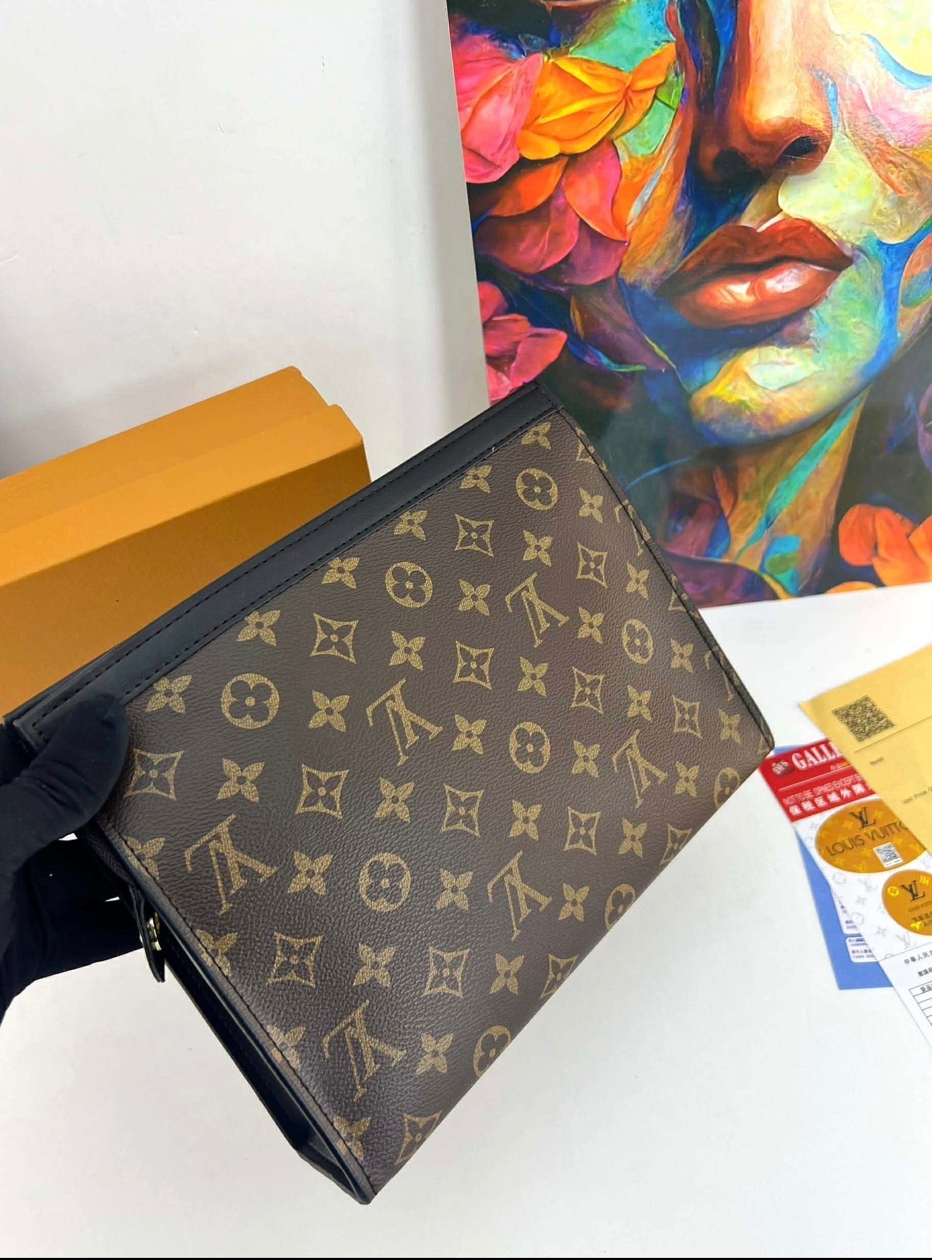 Lv Monogram Slim Clutch Crossbody Bag