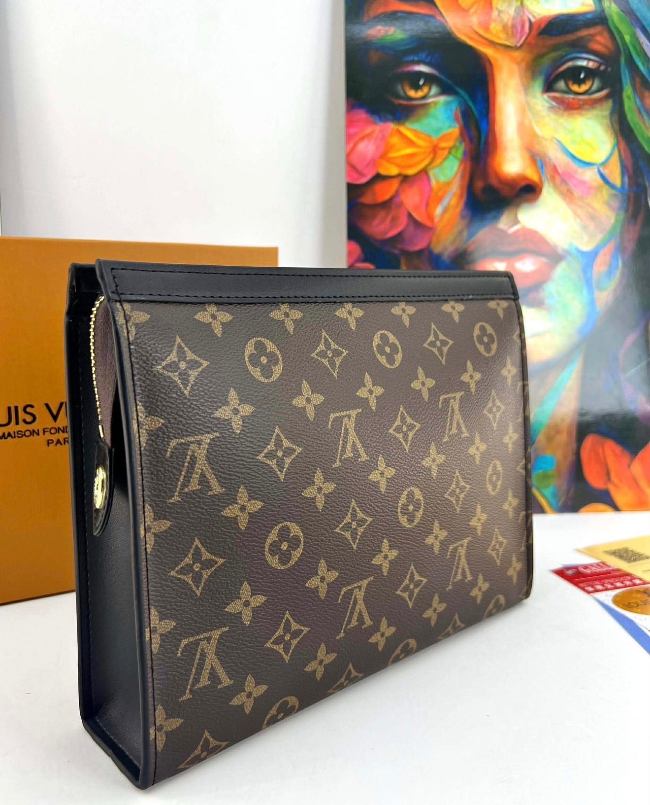 Lv Monogram Slim Clutch Crossbody Bag