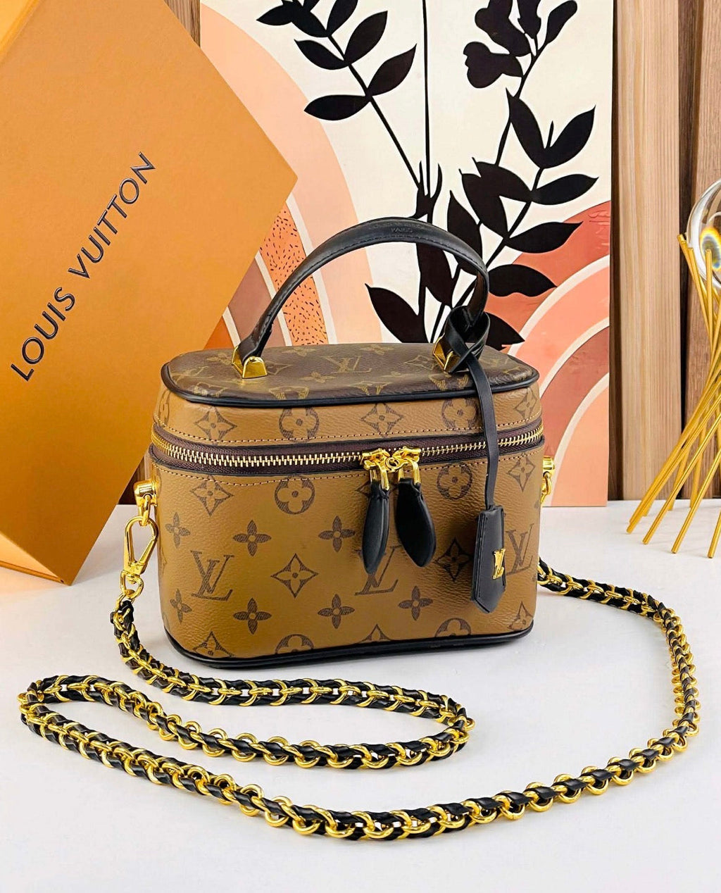 Lv Top Handle Crossbody Box Bag