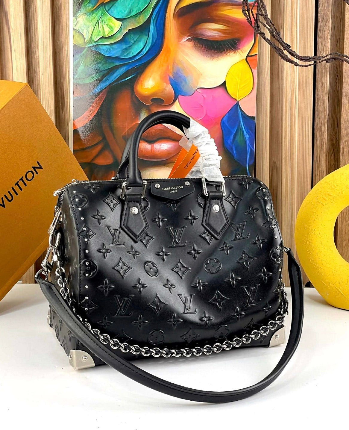 Lv Structured Top Handle Crossbody Bag