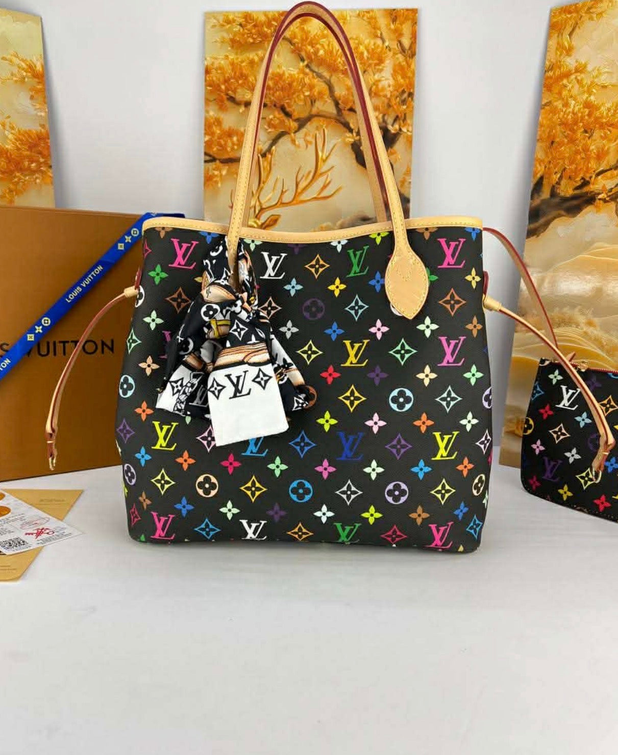 Lv Printed Tote Shoulder Bag with Pouch