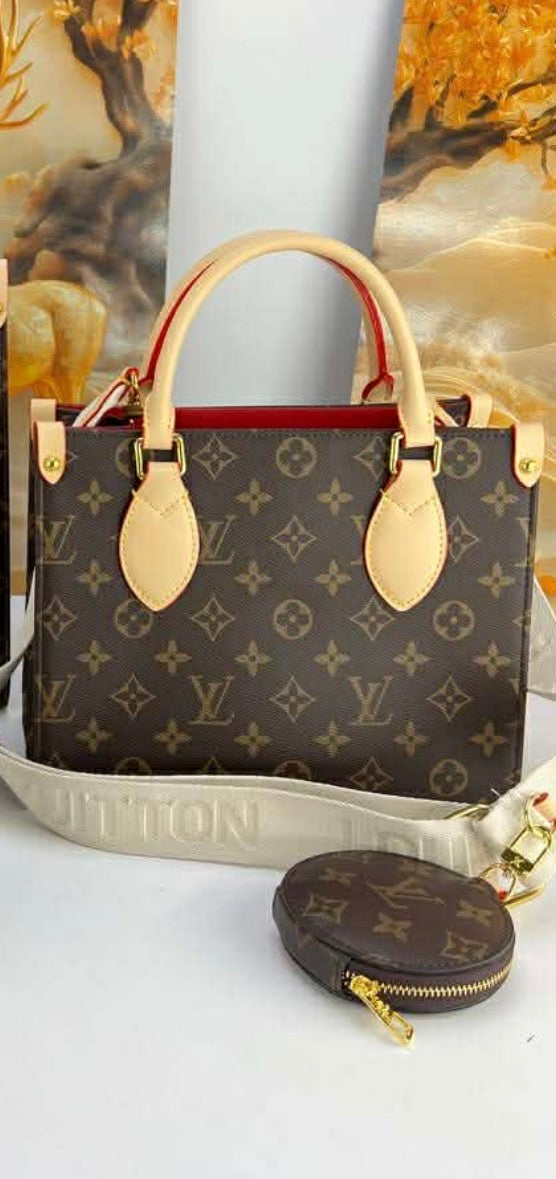 Lv Monogram Tote Bag with Coin Pouch