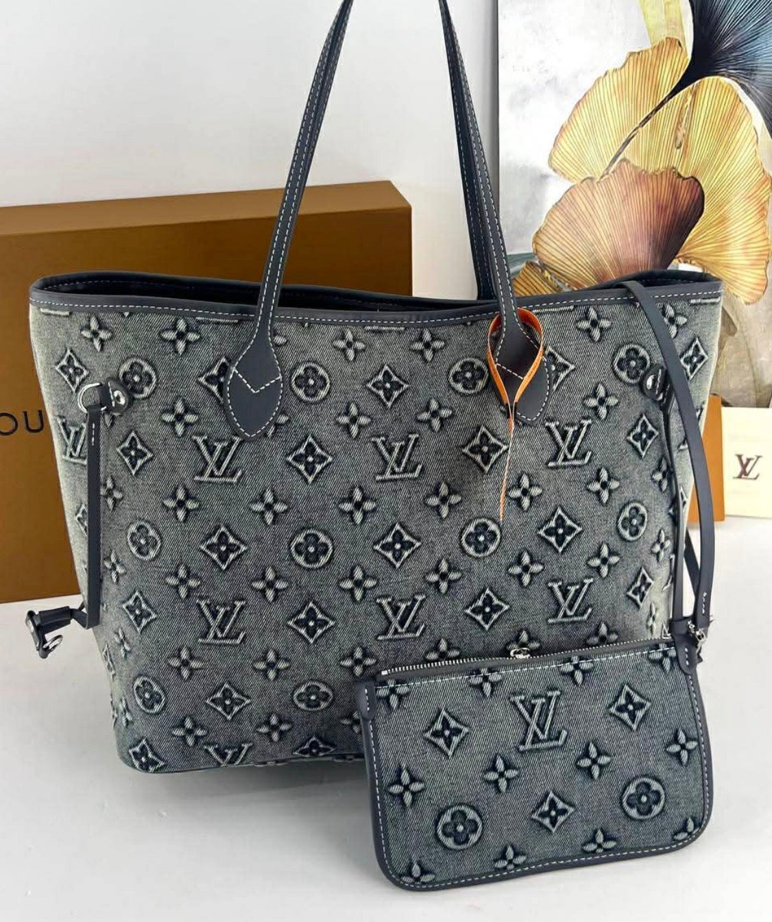 Lv Monogram Large Tote Bag with Pouch