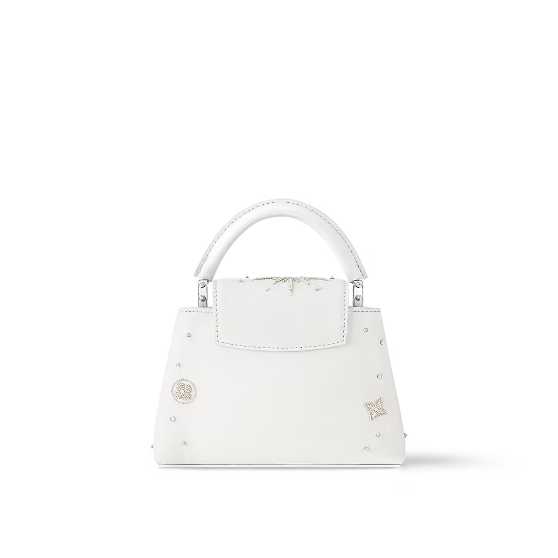 Lv Embellished Top Handle Crossbody Bag