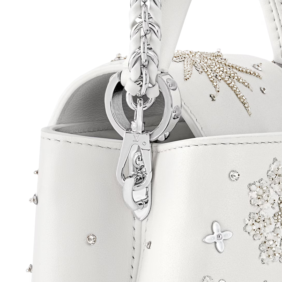 Lv Embellished Top Handle Crossbody Bag