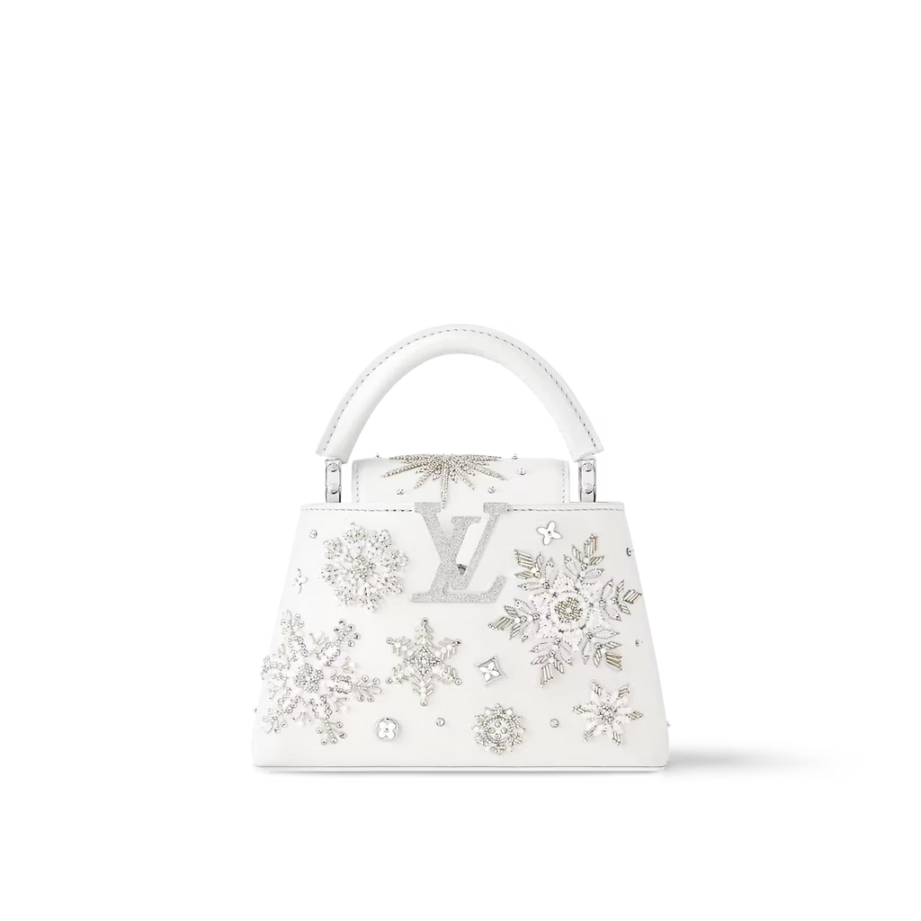 Lv Embellished Top Handle Crossbody Bag