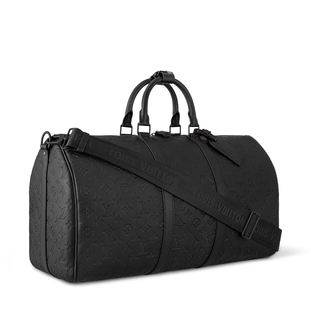 Lv Monogram Leather Travel Duffle Bag