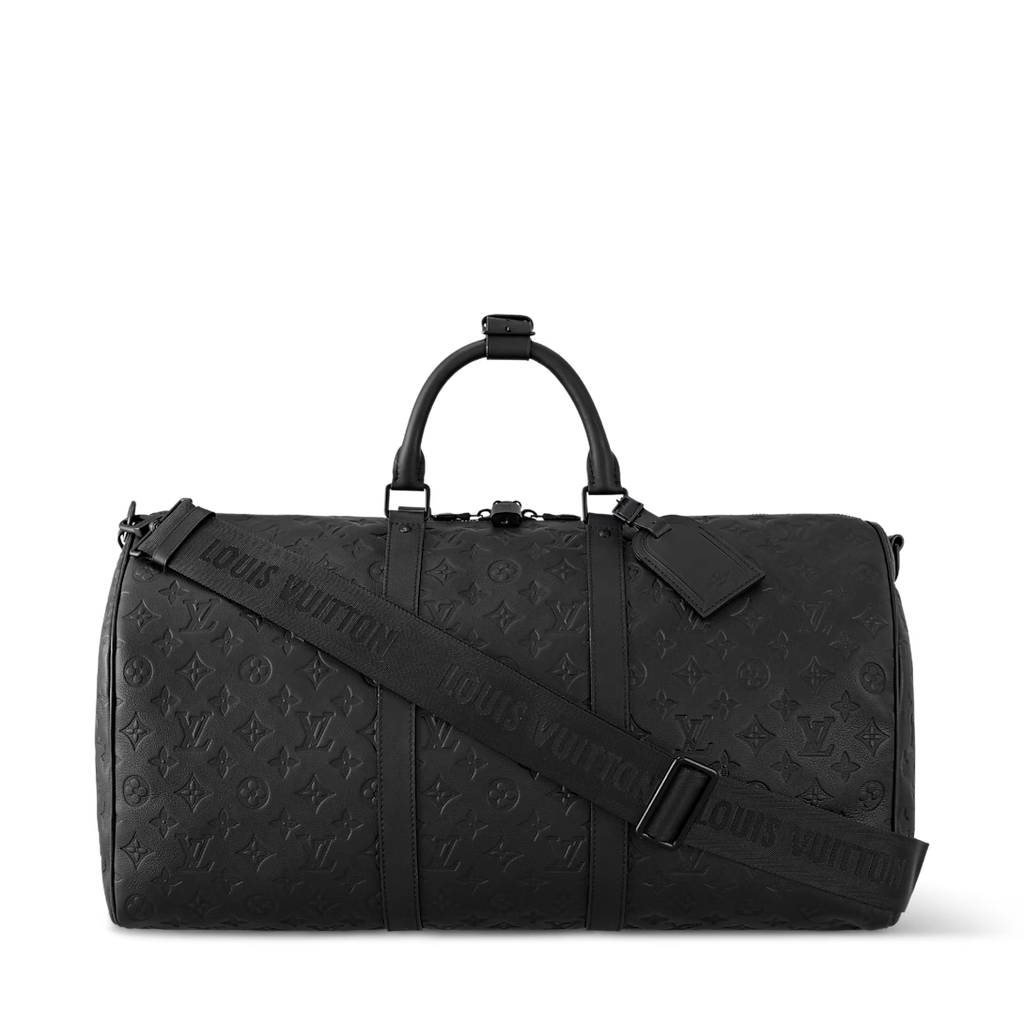 Lv Monogram Leather Travel Duffle Bag