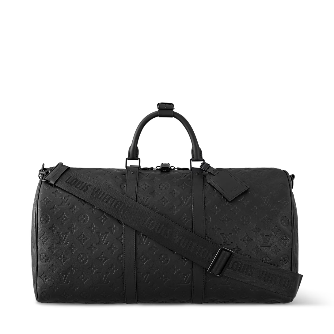 Lv Monogram Leather Travel Duffle Bag