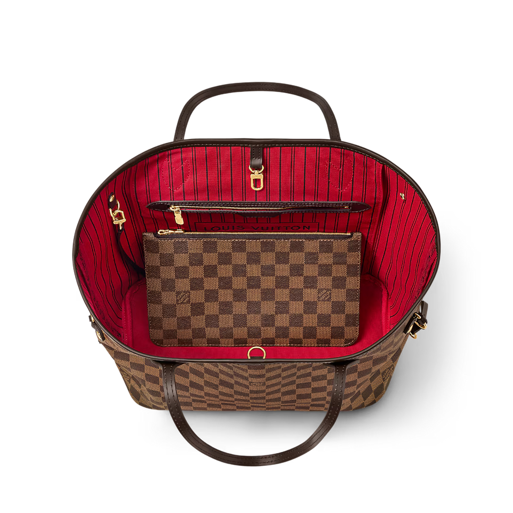 Lv Checkered Large Tote Bag with Pouch