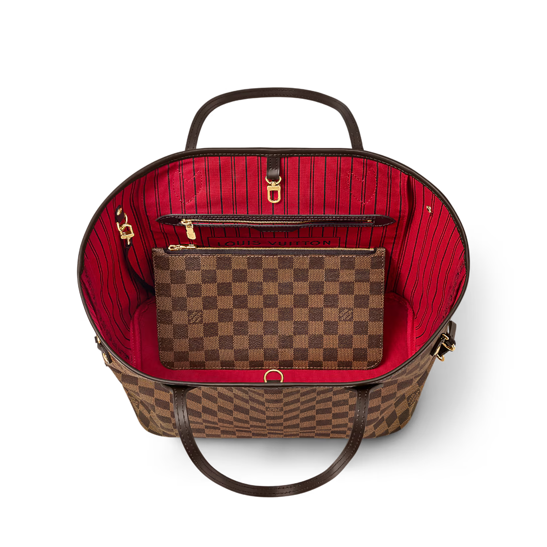 Lv Checkered Large Tote Bag with Pouch